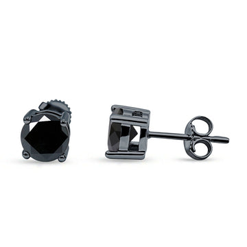 Solitaire Stud Earring Black CZ Black Tone 925 Sterling Silver Wholesale